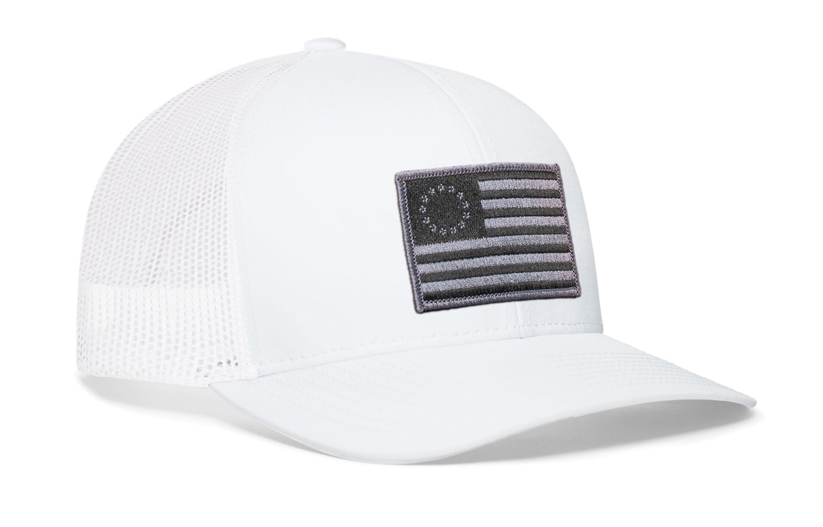 Betsy Ross Flag Trucker Hat  |  Black USA Snapback