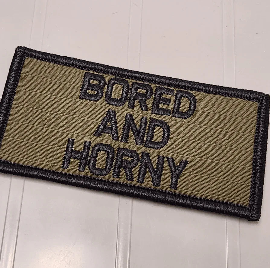 ASOS - Bored and Horny - 2x4 Patch - Olive Drab w/Black