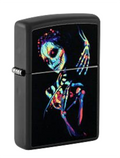 Zippo Skeleton Glow Art Design, Black Light Black Matte Lighter #48647