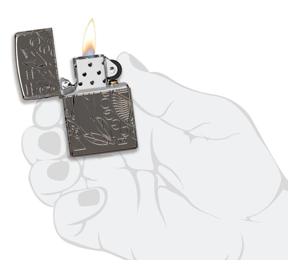Zippo 360° Armor Black Ice MultiCut Sprirtual Design Windproof Lighter #49689