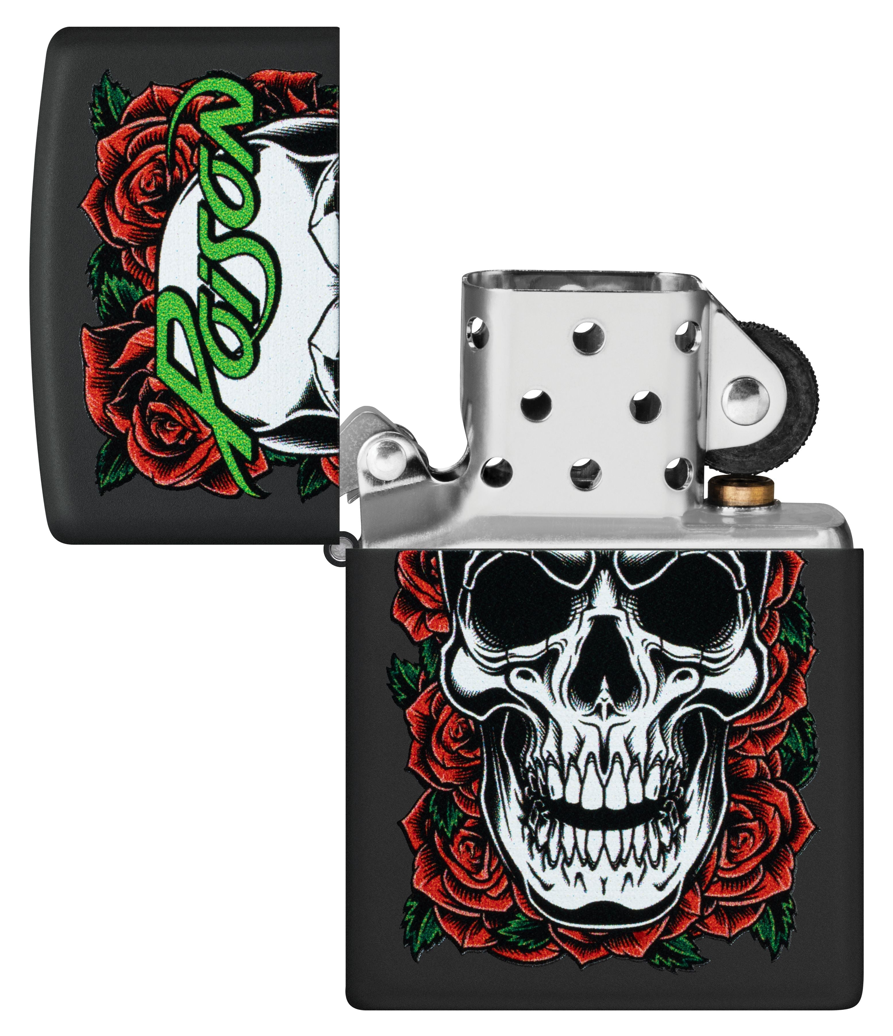 Zippo Poison Skull & Roses Black Matte Lighter #47229
