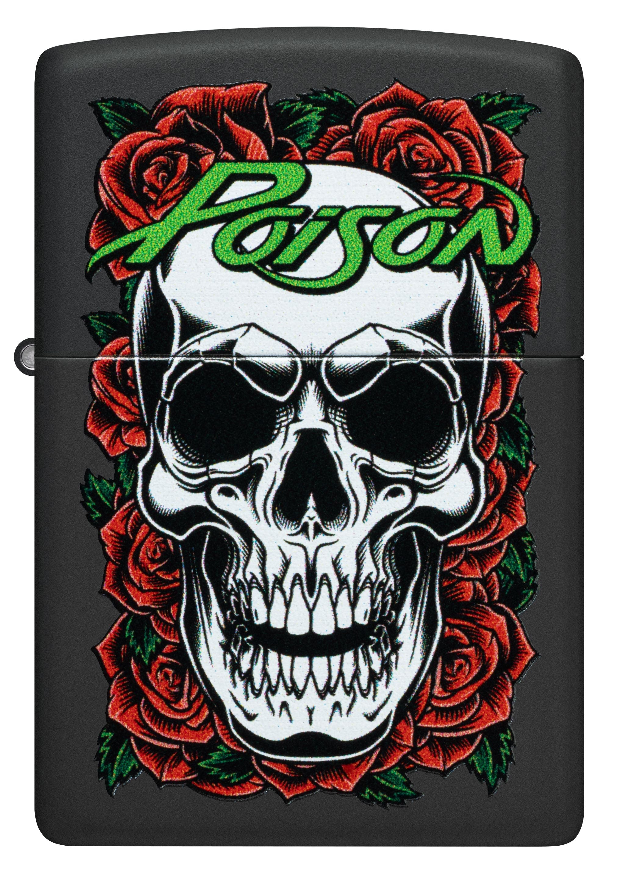 Zippo Poison Skull & Roses Black Matte Lighter #47229
