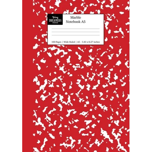 Marble Notebook A5: Red Marble Wide Ruled Journal - Paperback