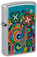 Zippo Hippie Scribbles Design, Street Chrome Lighter #48579