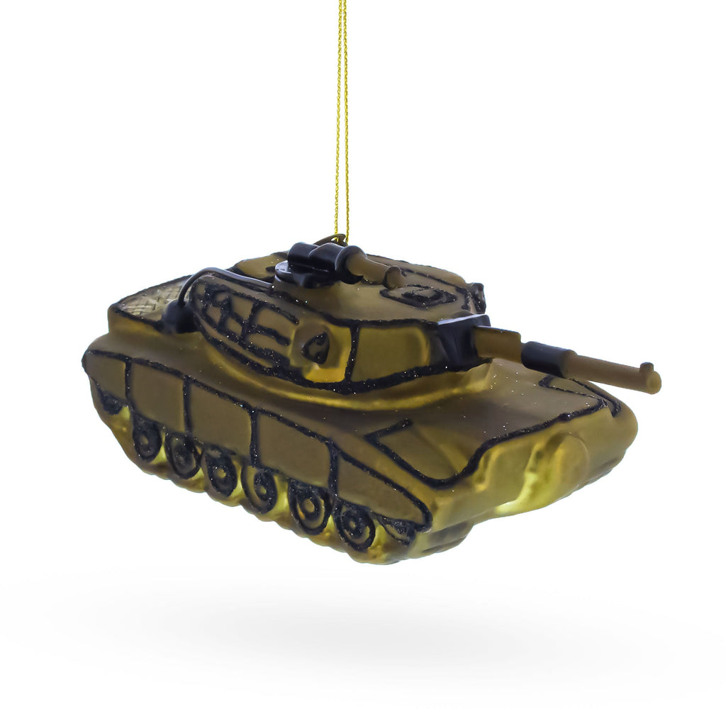 Military Army Tank Glass Christmas Ornament