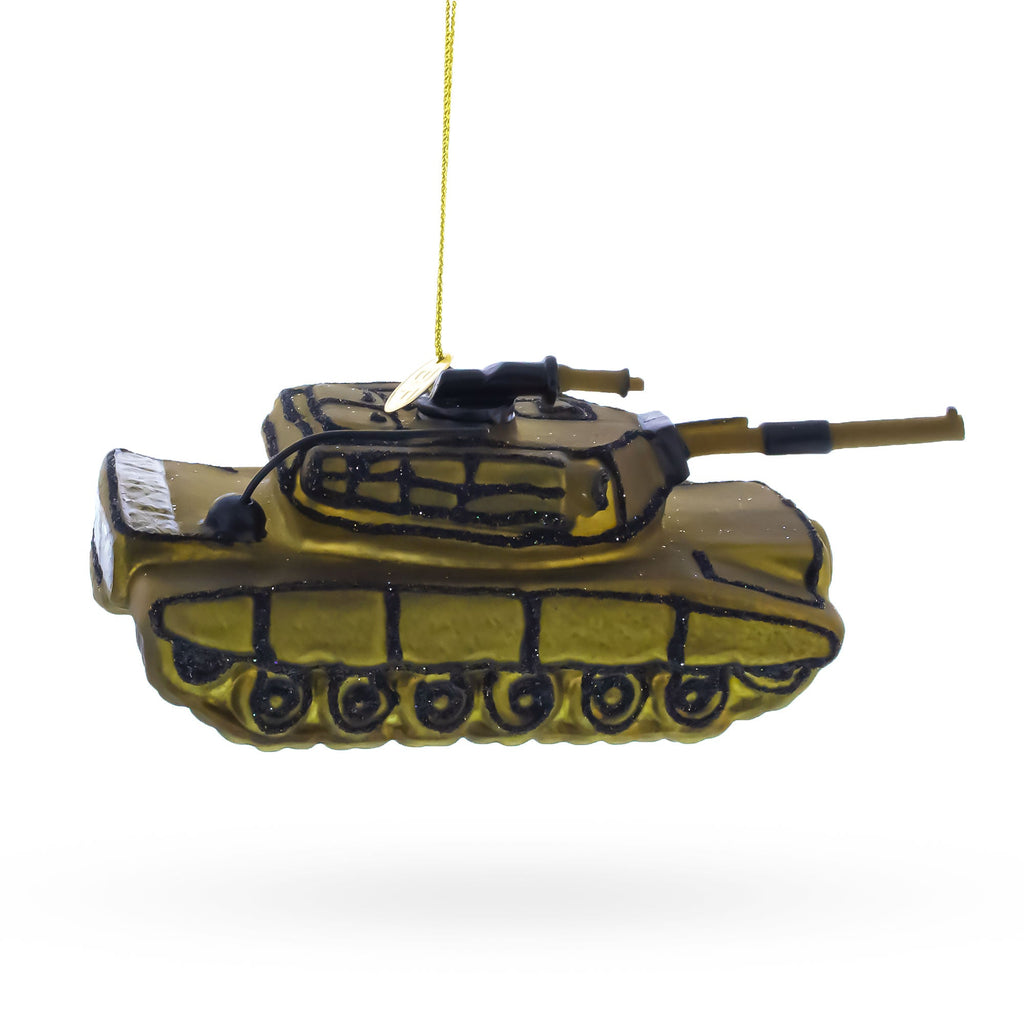 Military Army Tank Glass Christmas Ornament