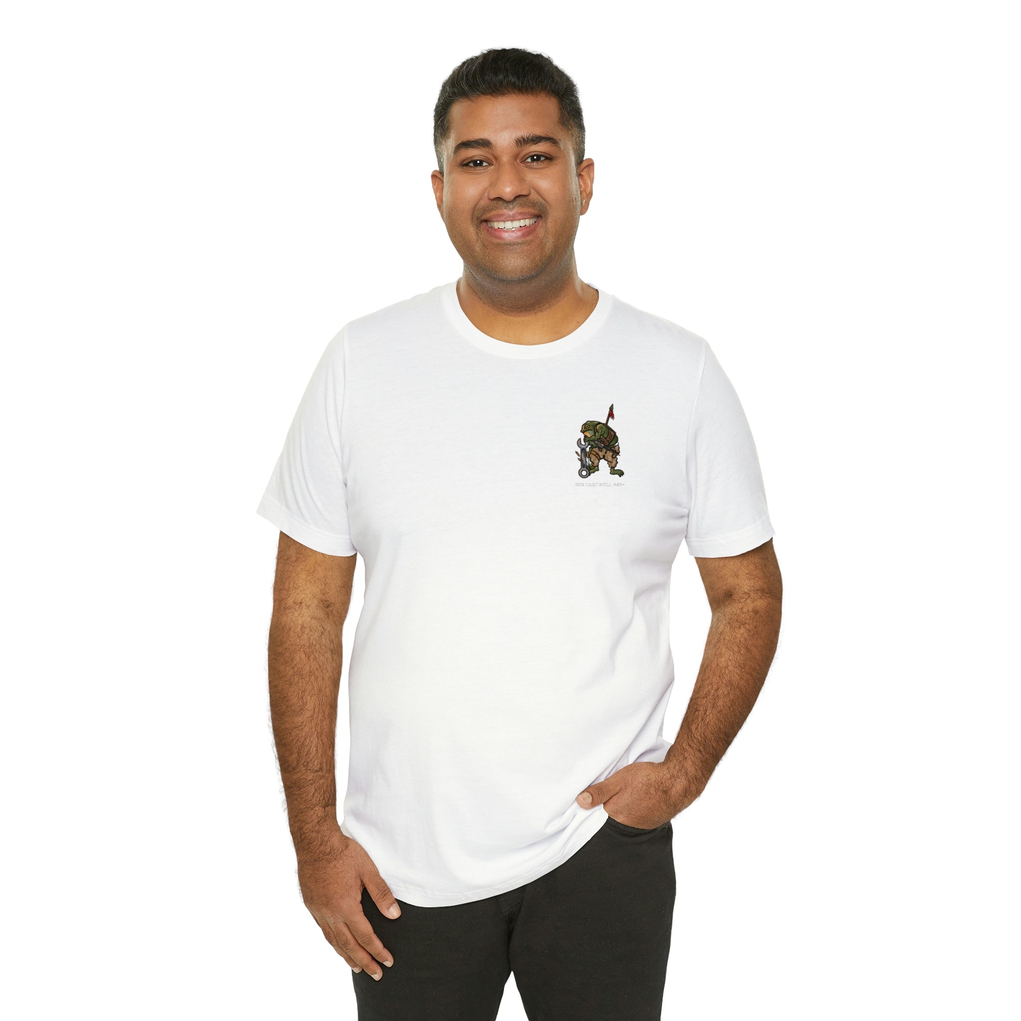 Mechanic Frog With Wrench and M4 - Front Print - Black Text