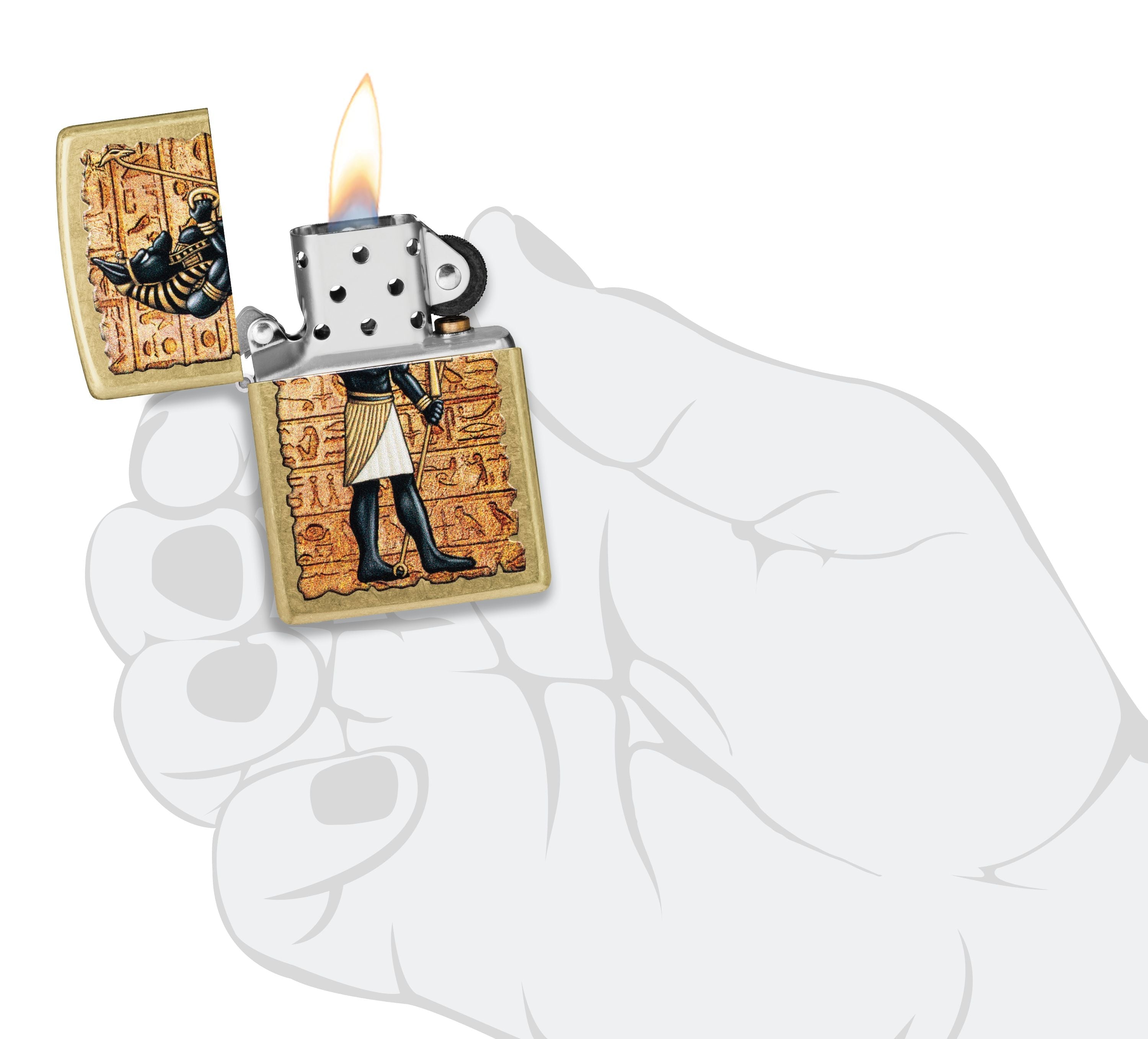 Zippo Egyptian Anubis Hieroglyphics, Street Brass Lighter #47177