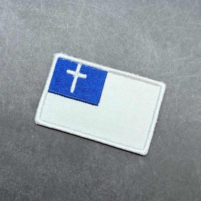 Tactical and White/Blue Christian Flag Patches, 2x3.5" | Made in USA | VELCRO® Brand Hook Backing