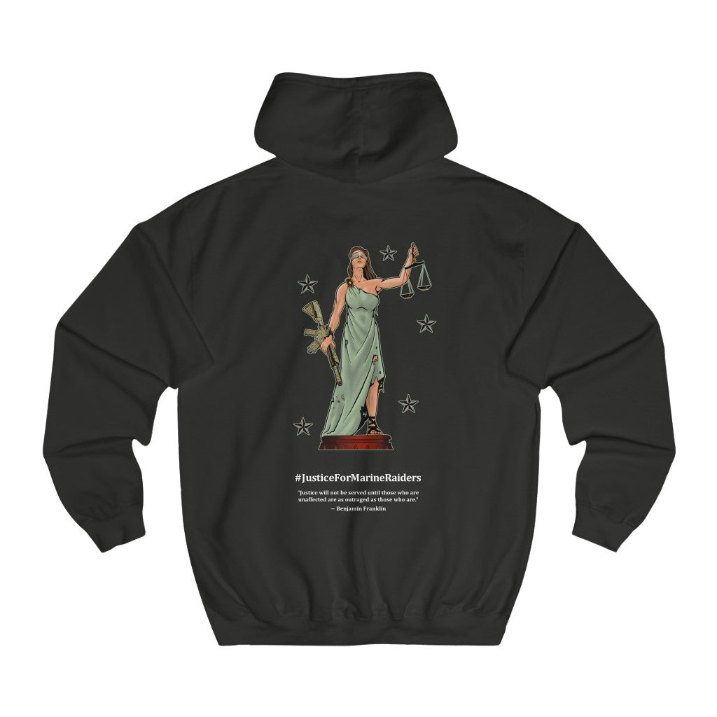 MARSOC Lady Justice ~ Hoodie (Ben Franklin Quote) Printed in Germany for Euro Customers