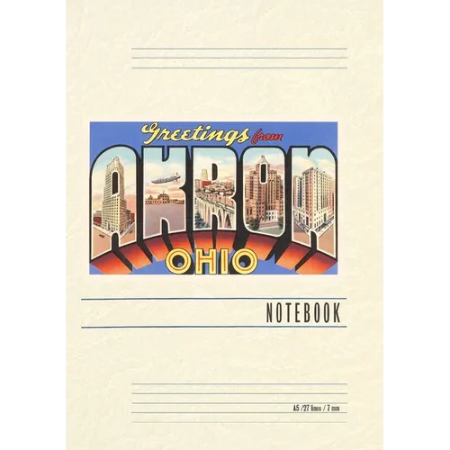 Vintage Lined Notebook Greetings from Akron