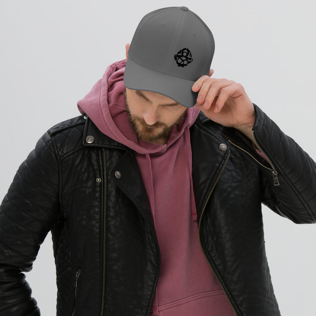 Black 3D Puff Skull Logo Flexfit Hat