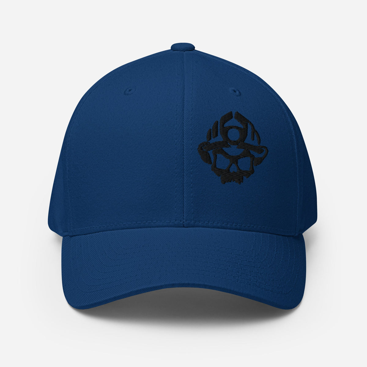 Black 3D Puff Skull Logo Flexfit Hat