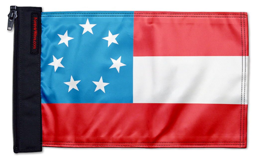 1st Confederate 7 Star 12"x18" Forever Wave Flag for Golf Carts