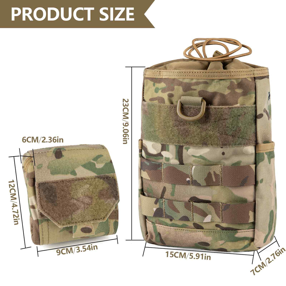 Tactical Dump Pouch Molle Storage Bag Tactical Waist Bag, Drawstring Folding Magazine Dump Bag