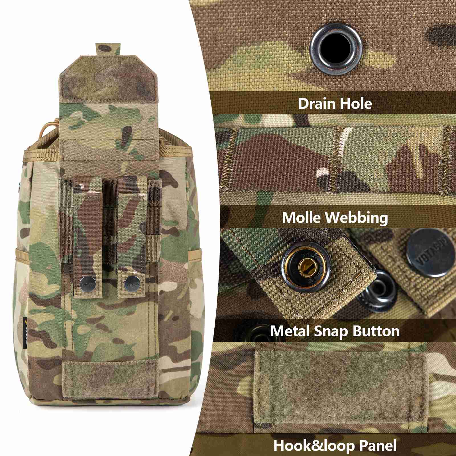 Tactical Dump Pouch Molle Storage Bag Tactical Waist Bag, Drawstring Folding Magazine Dump Bag