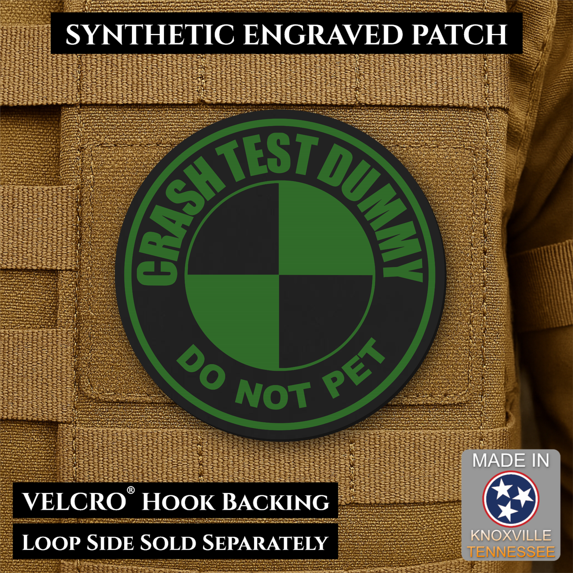 Crash Test Dummy Funny Morale Patch | Made in USA | VELCRO® Brand Hook Backing