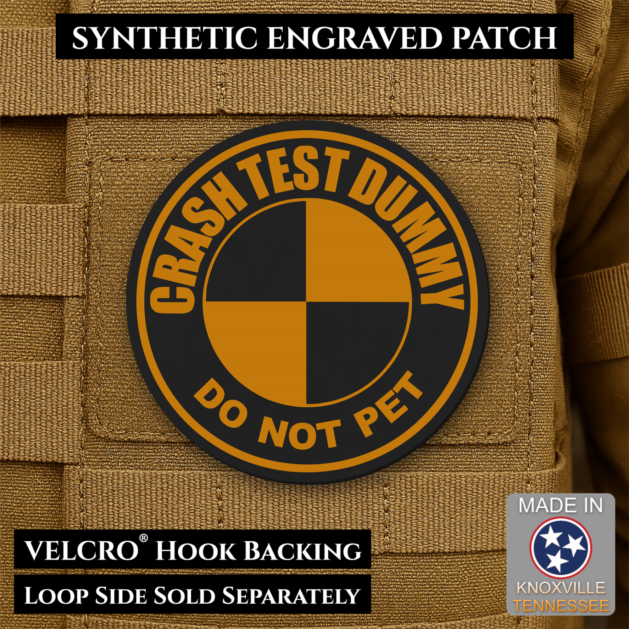 Crash Test Dummy Funny Morale Patch | Made in USA | VELCRO® Brand Hook Backing