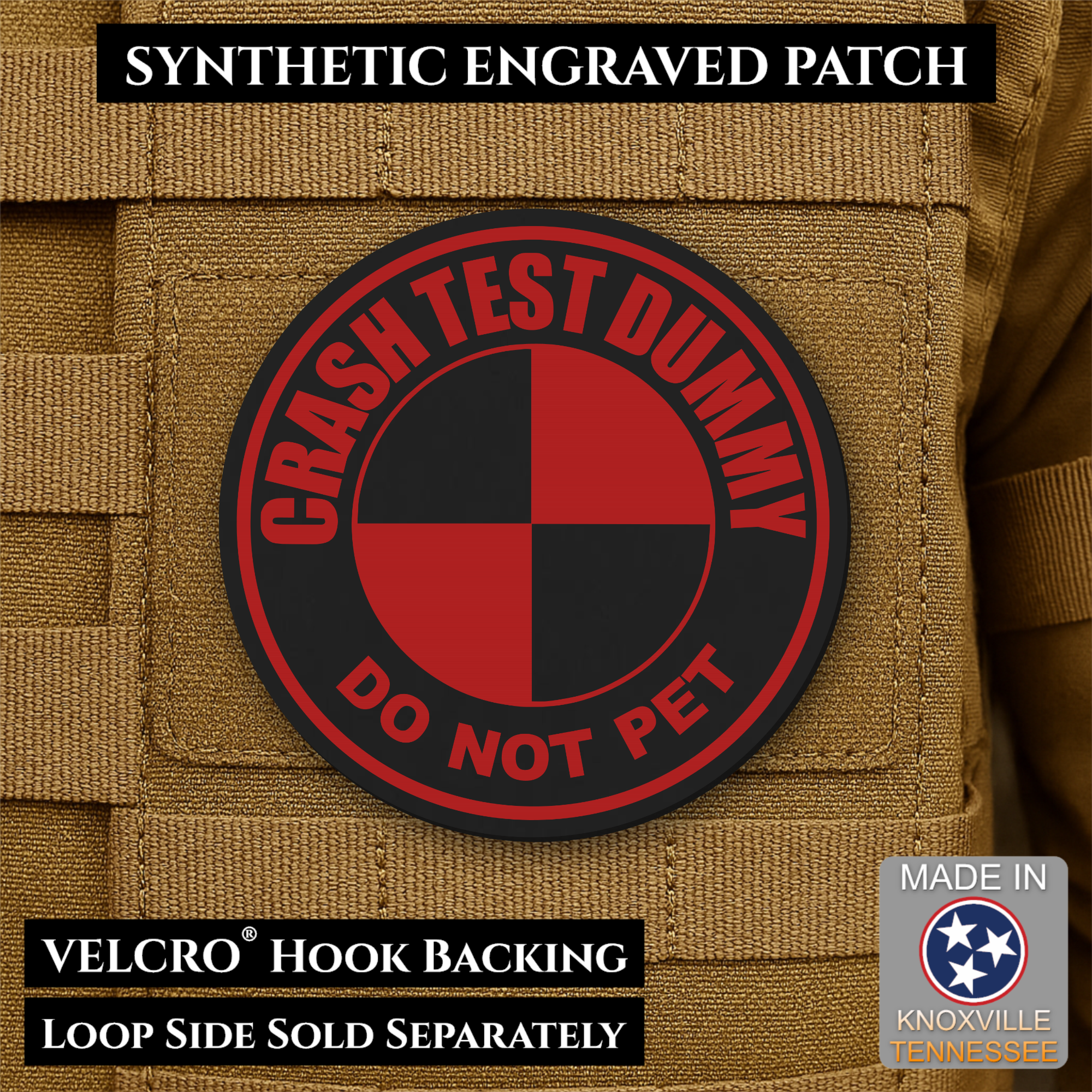 Crash Test Dummy Funny Morale Patch | Made in USA | VELCRO® Brand Hook Backing