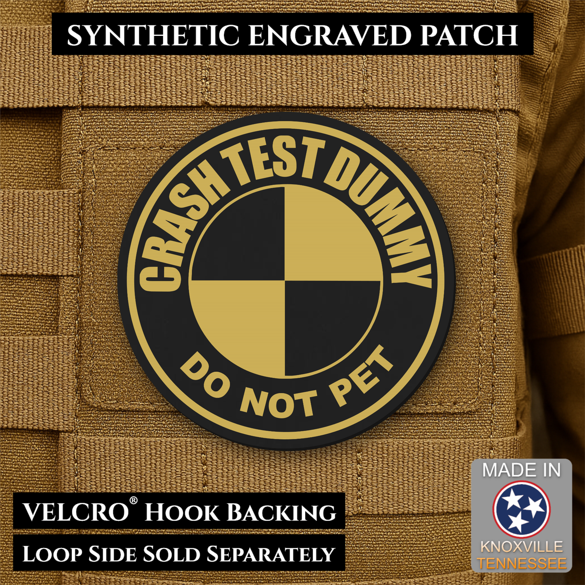 Crash Test Dummy Funny Morale Patch | Made in USA | VELCRO® Brand Hook Backing