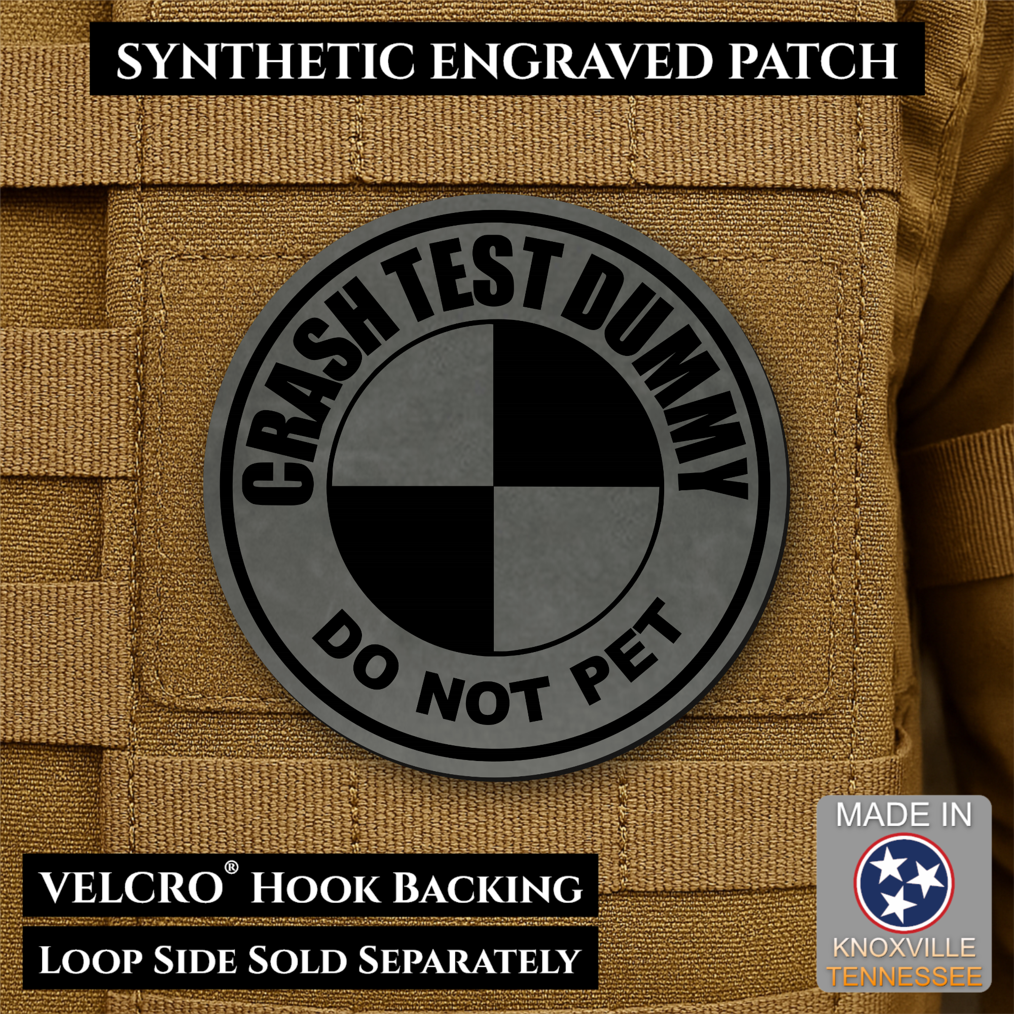 Crash Test Dummy Funny Morale Patch | Made in USA | VELCRO® Brand Hook Backing