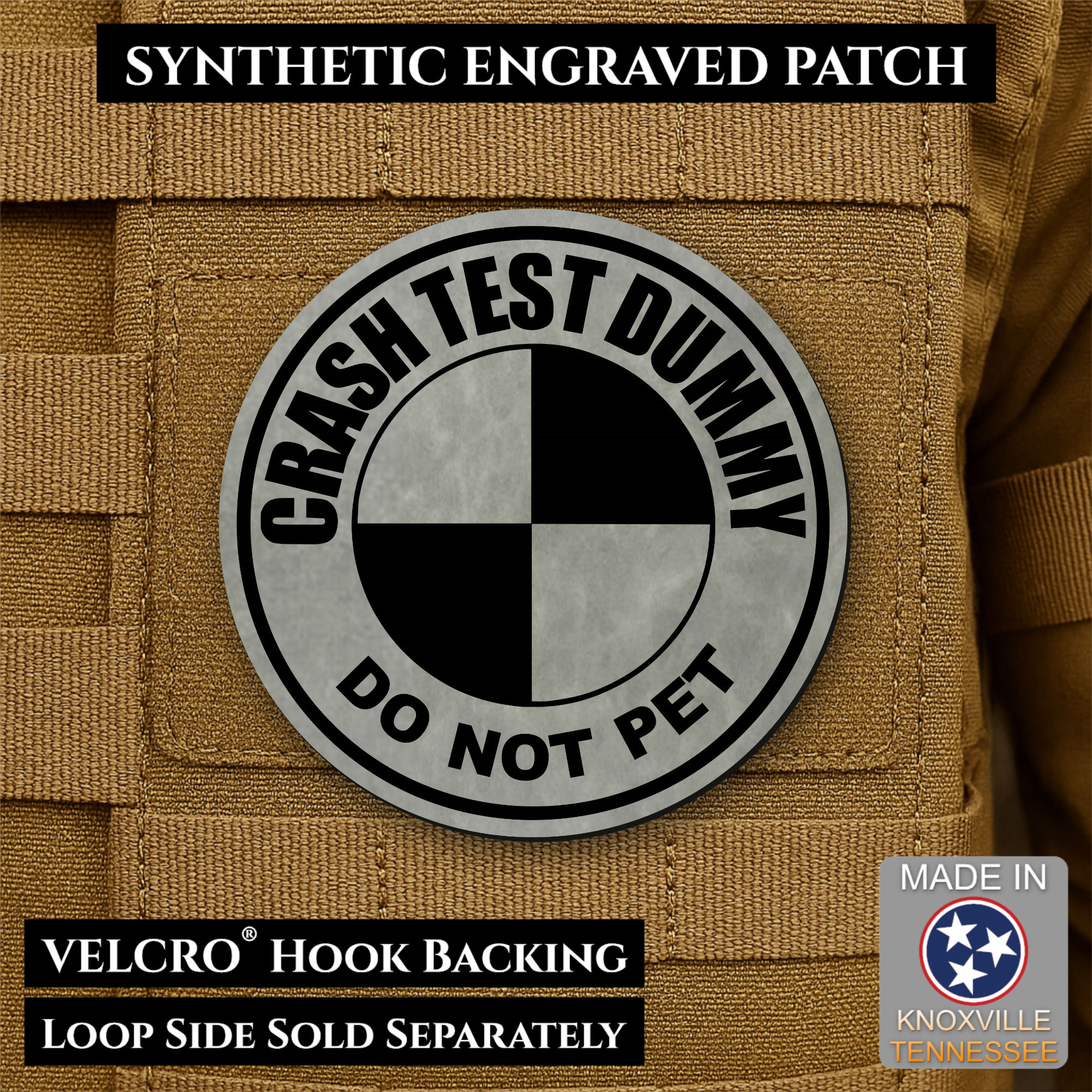 Crash Test Dummy Funny Morale Patch | Made in USA | VELCRO® Brand Hook Backing