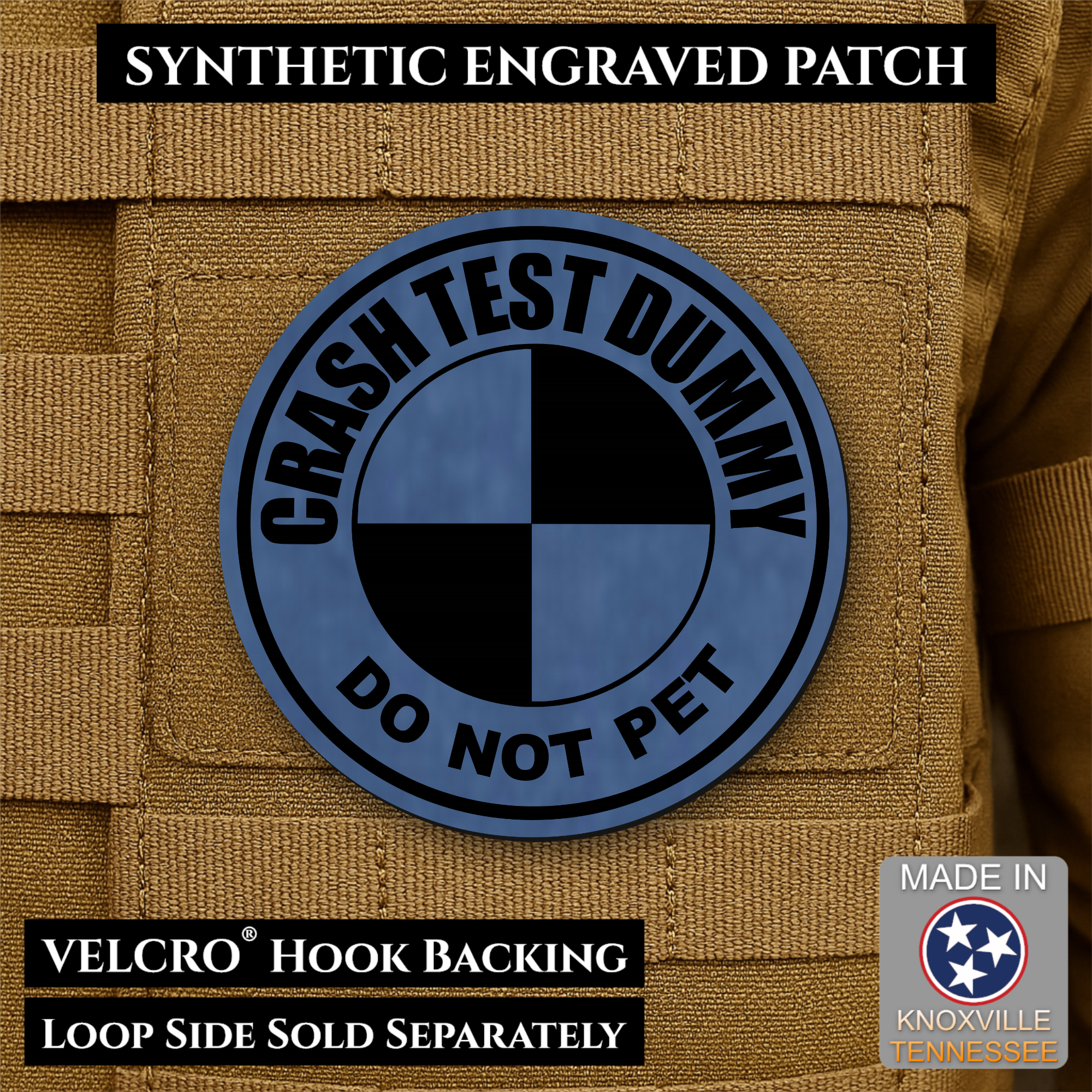 Crash Test Dummy Funny Morale Patch | Made in USA | VELCRO® Brand Hook Backing