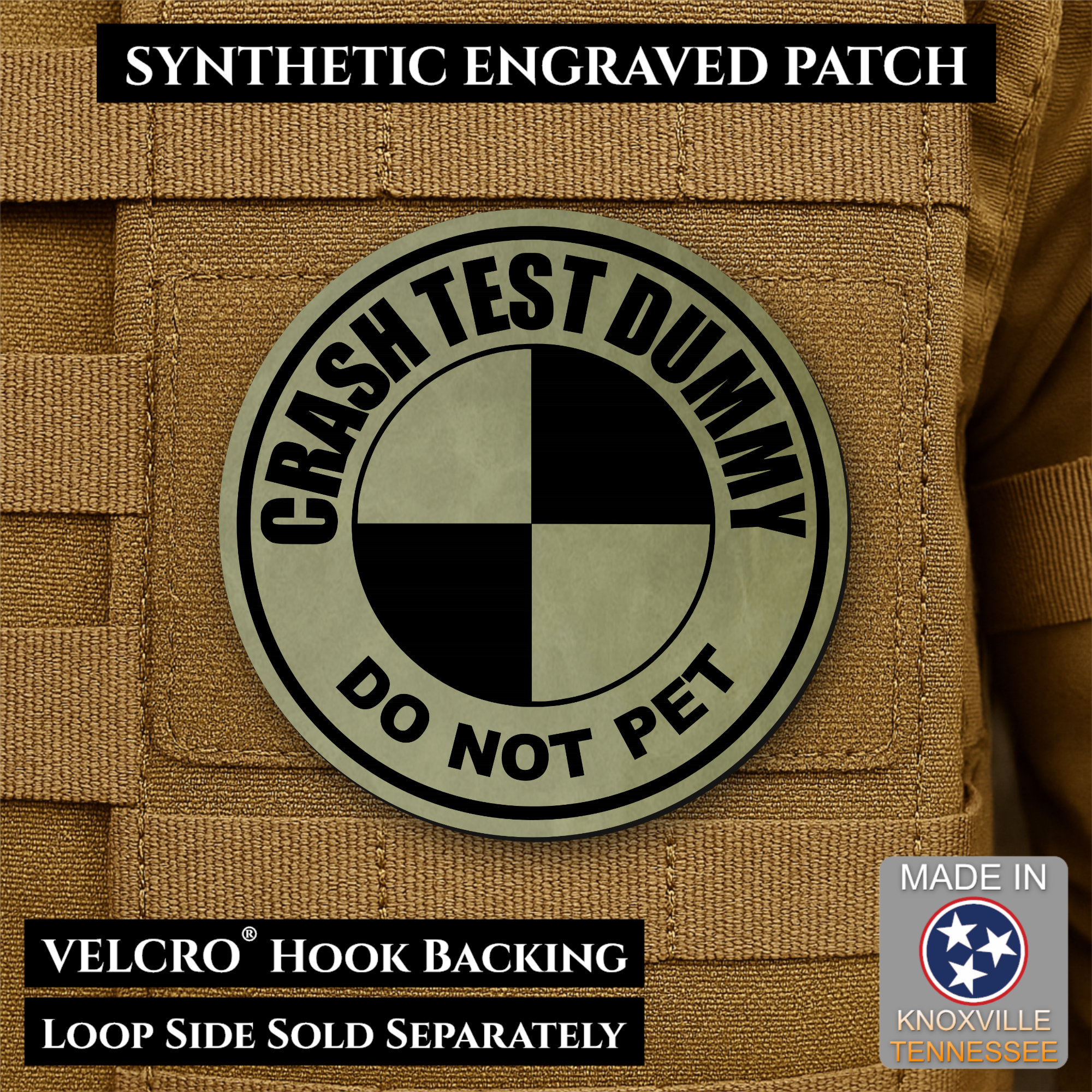 Crash Test Dummy Funny Morale Patch | Made in USA | VELCRO® Brand Hook Backing