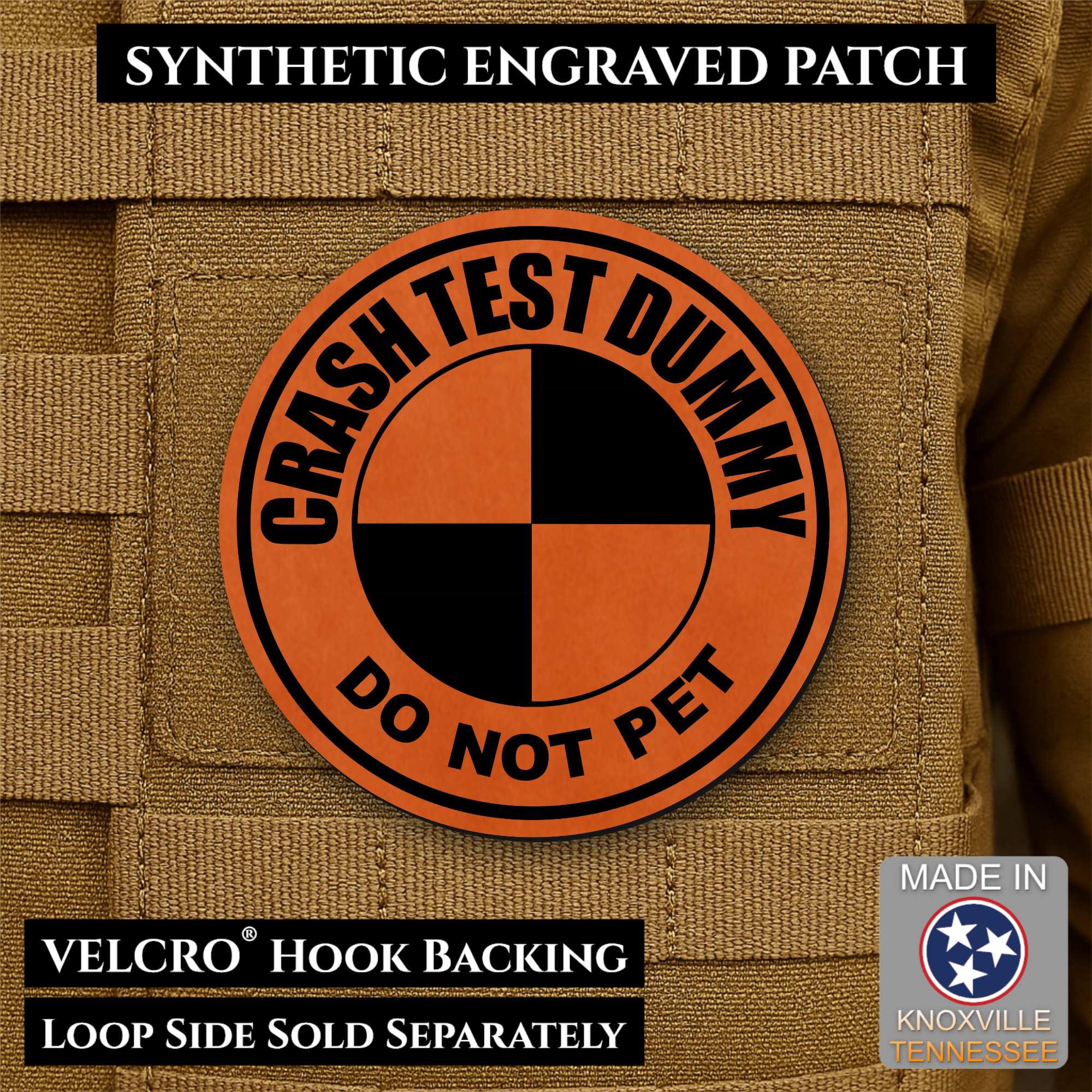 Crash Test Dummy Funny Morale Patch | Made in USA | VELCRO® Brand Hook Backing