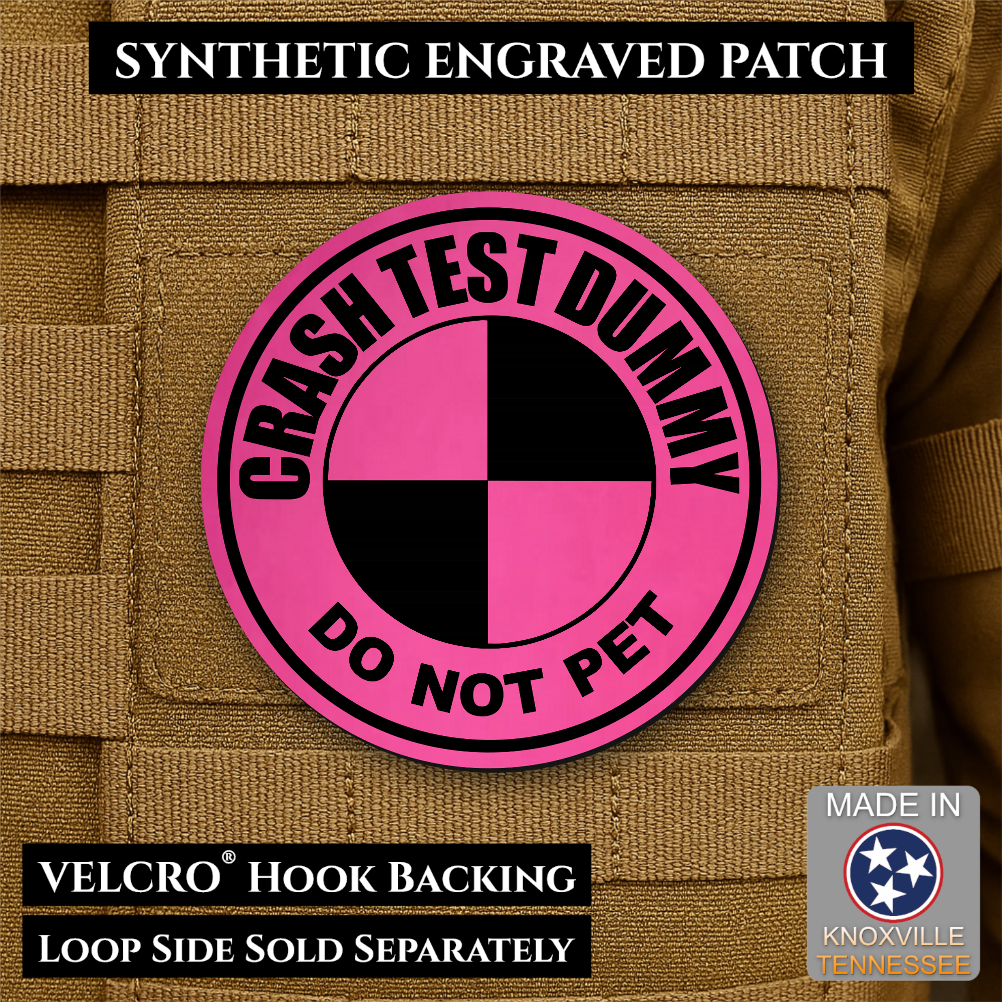 Crash Test Dummy Funny Morale Patch | Made in USA | VELCRO® Brand Hook Backing