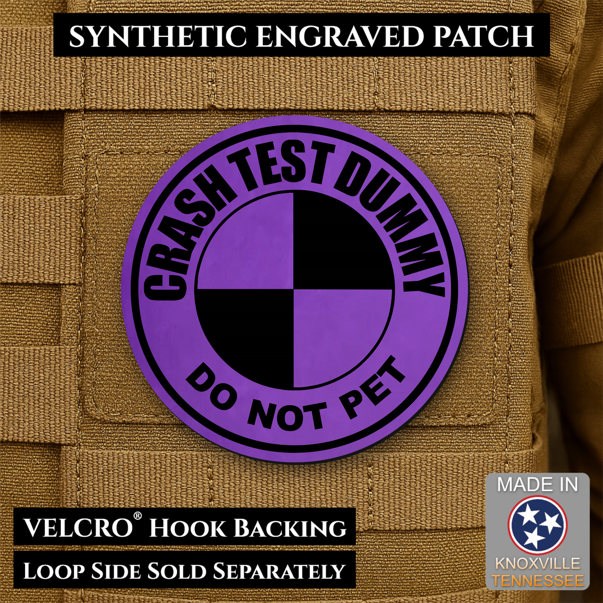 Crash Test Dummy Funny Morale Patch | Made in USA | VELCRO® Brand Hook Backing