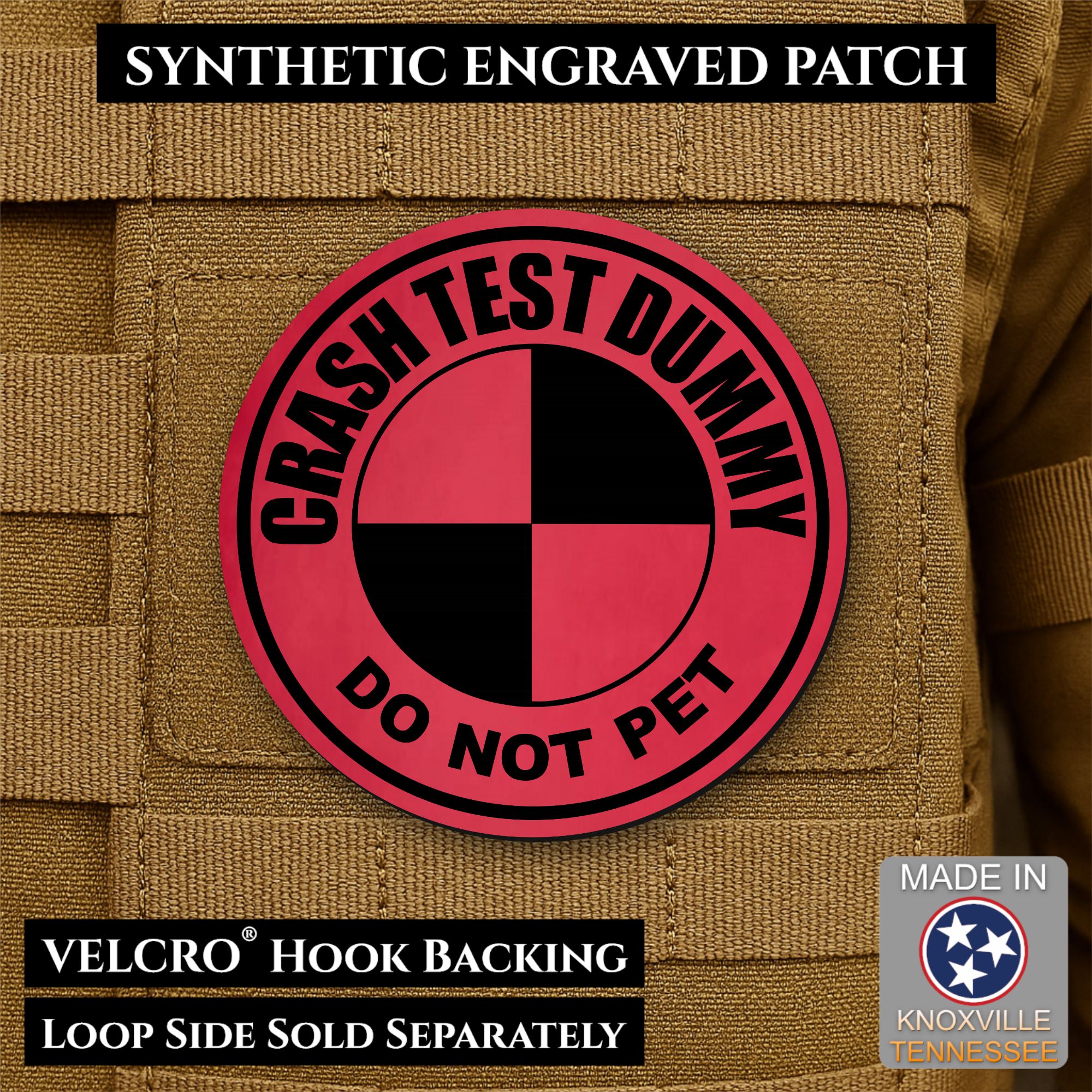 Crash Test Dummy Funny Morale Patch | Made in USA | VELCRO® Brand Hook Backing