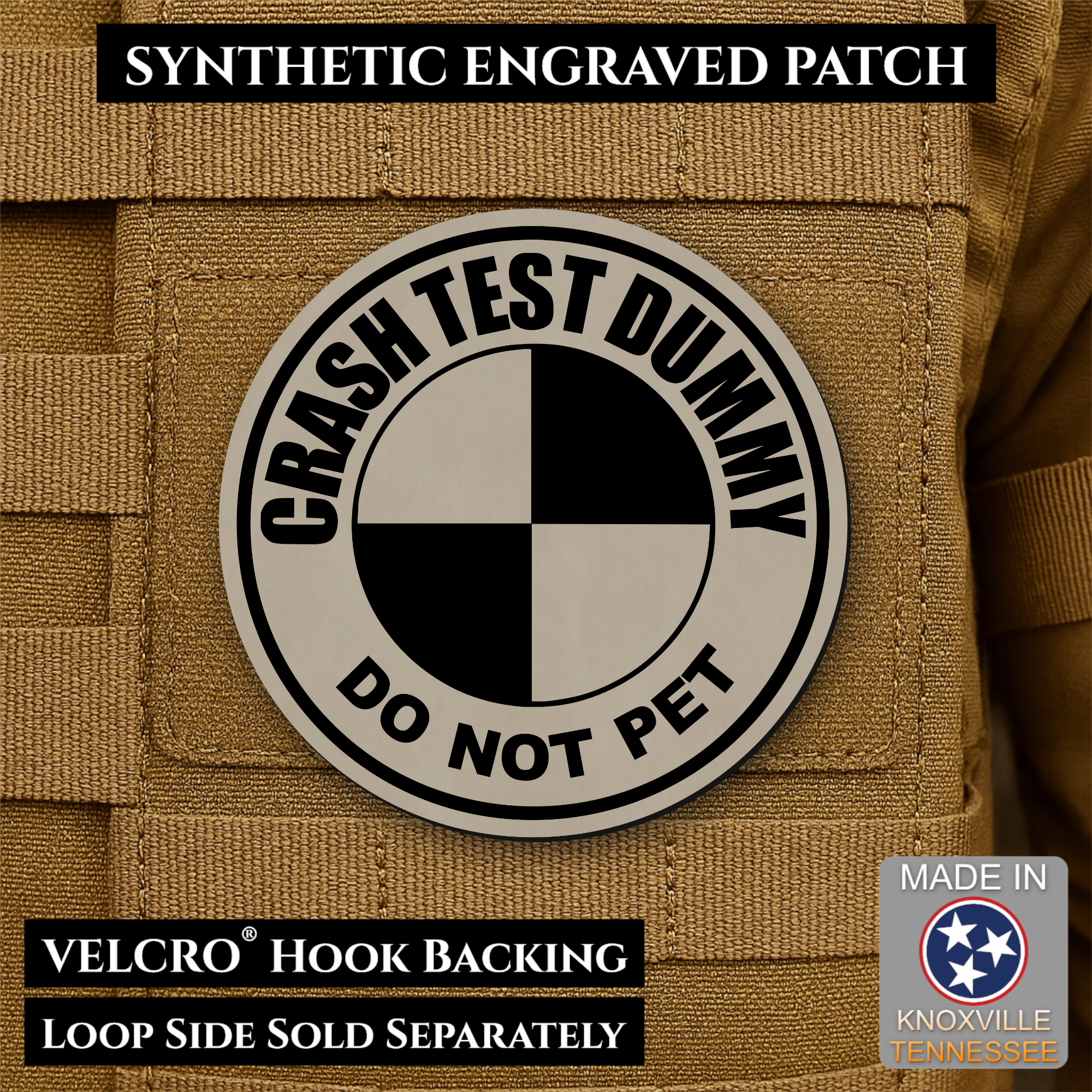 Crash Test Dummy Funny Morale Patch | Made in USA | VELCRO® Brand Hook Backing
