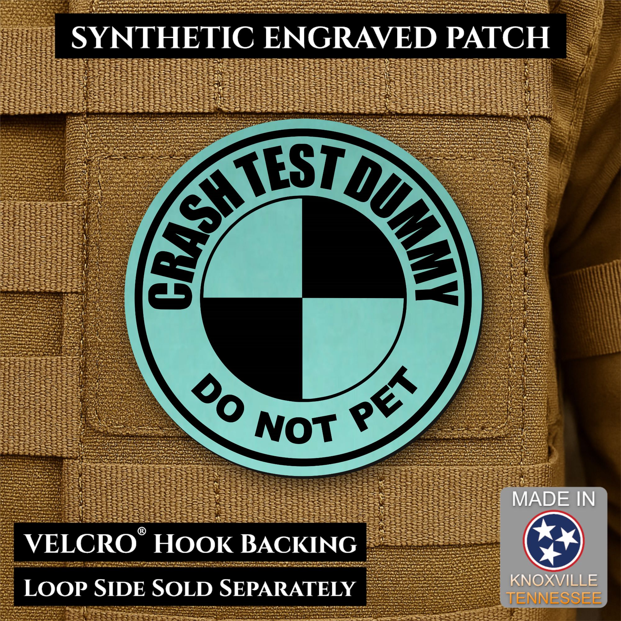 Crash Test Dummy Funny Morale Patch | Made in USA | VELCRO® Brand Hook Backing