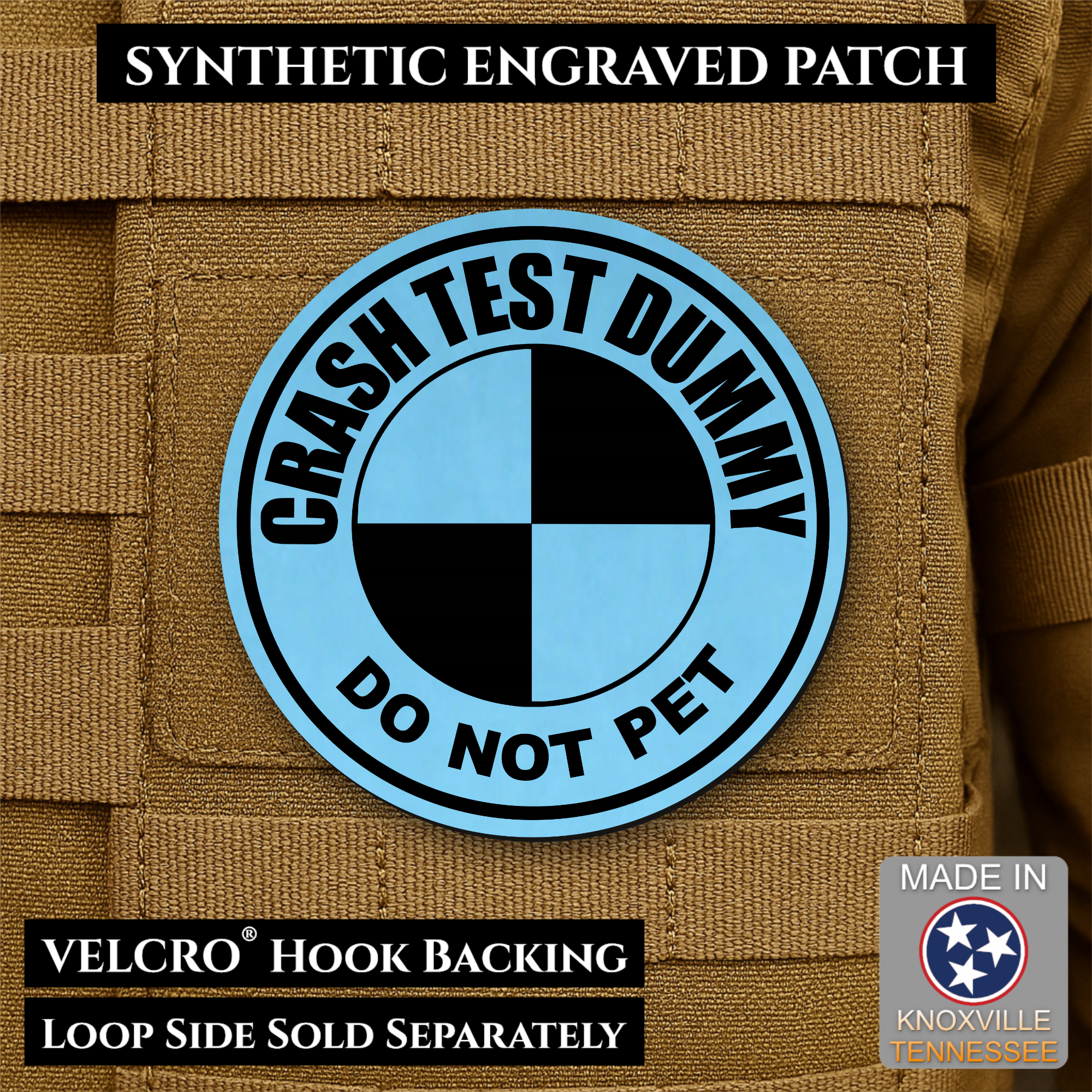 Crash Test Dummy Funny Morale Patch | Made in USA | VELCRO® Brand Hook Backing