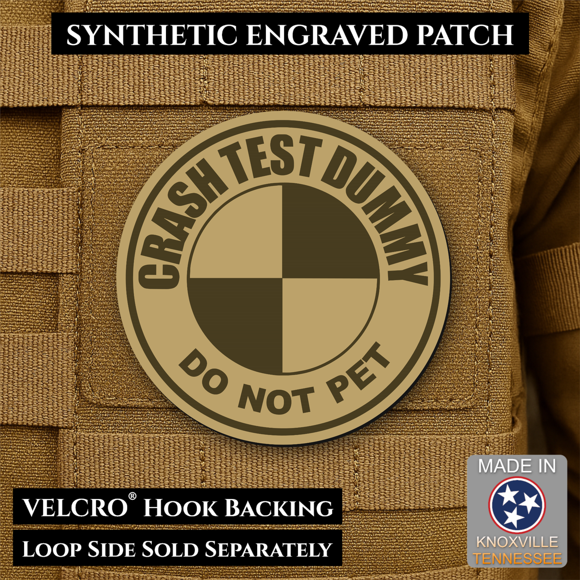Crash Test Dummy Funny Morale Patch | Made in USA | VELCRO® Brand Hook Backing