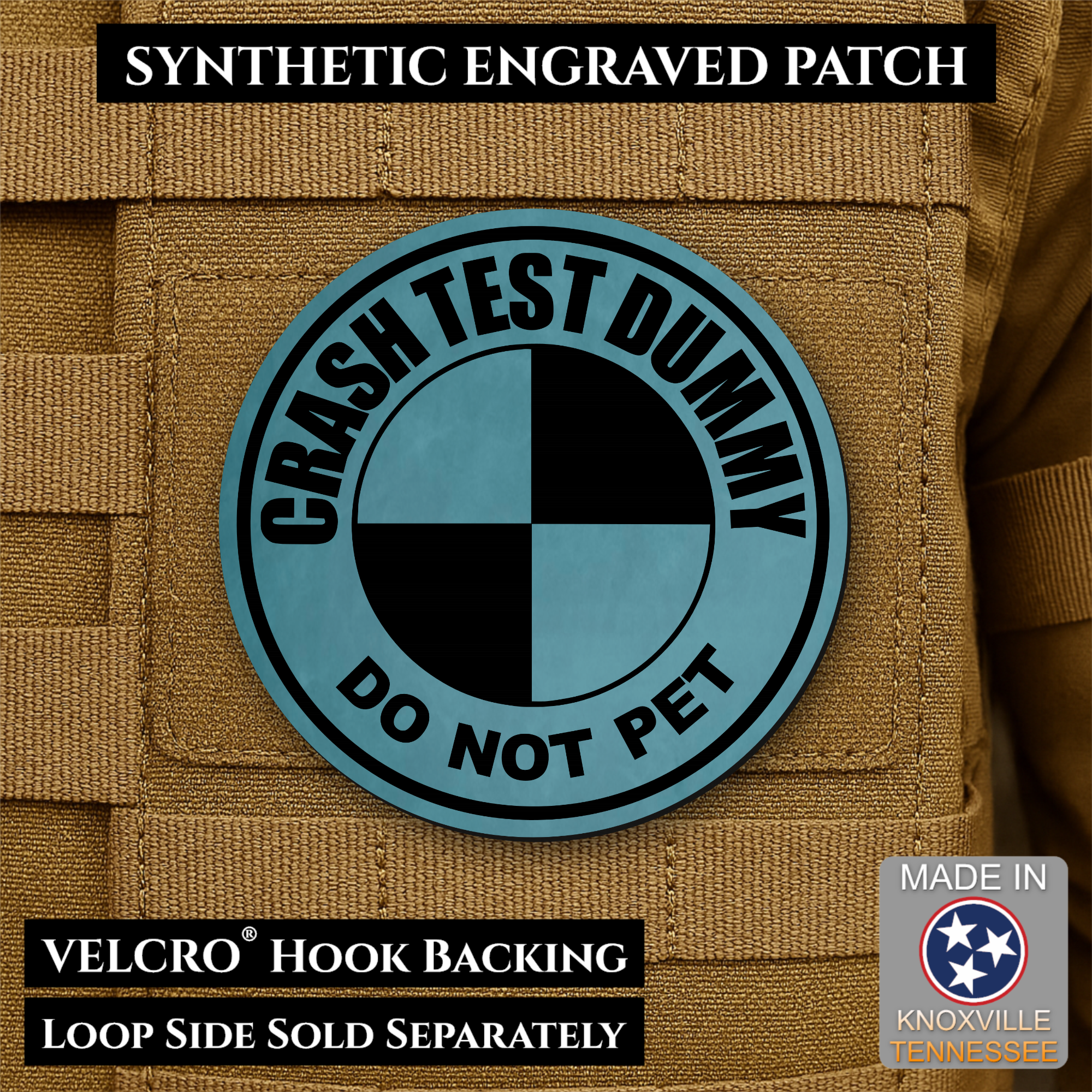 Crash Test Dummy Funny Morale Patch | Made in USA | VELCRO® Brand Hook Backing