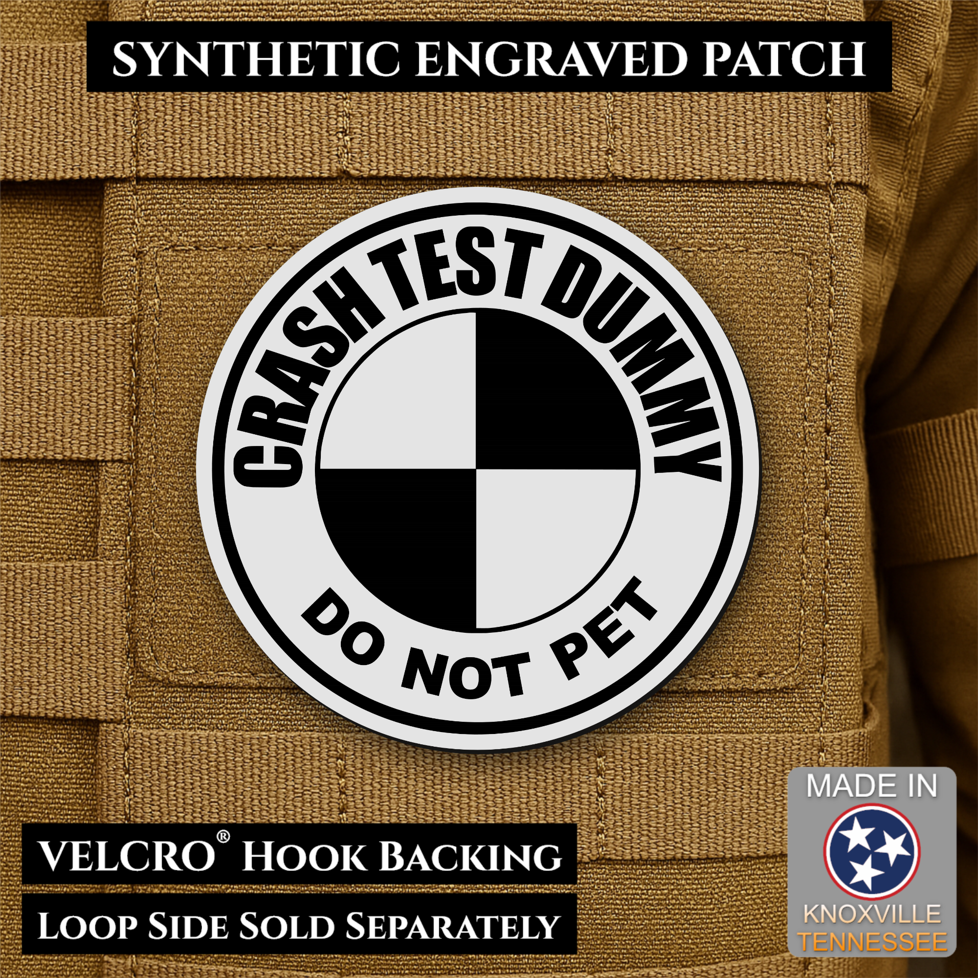 Crash Test Dummy Funny Morale Patch | Made in USA | VELCRO® Brand Hook Backing