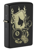 Zippo Gambling Casino Billiards Design, Black Matte Windproof Lighter #49257
