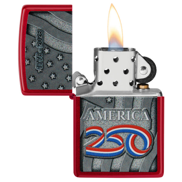 Zippo America 250, Candy Apple Red Collectible Lighter #47290