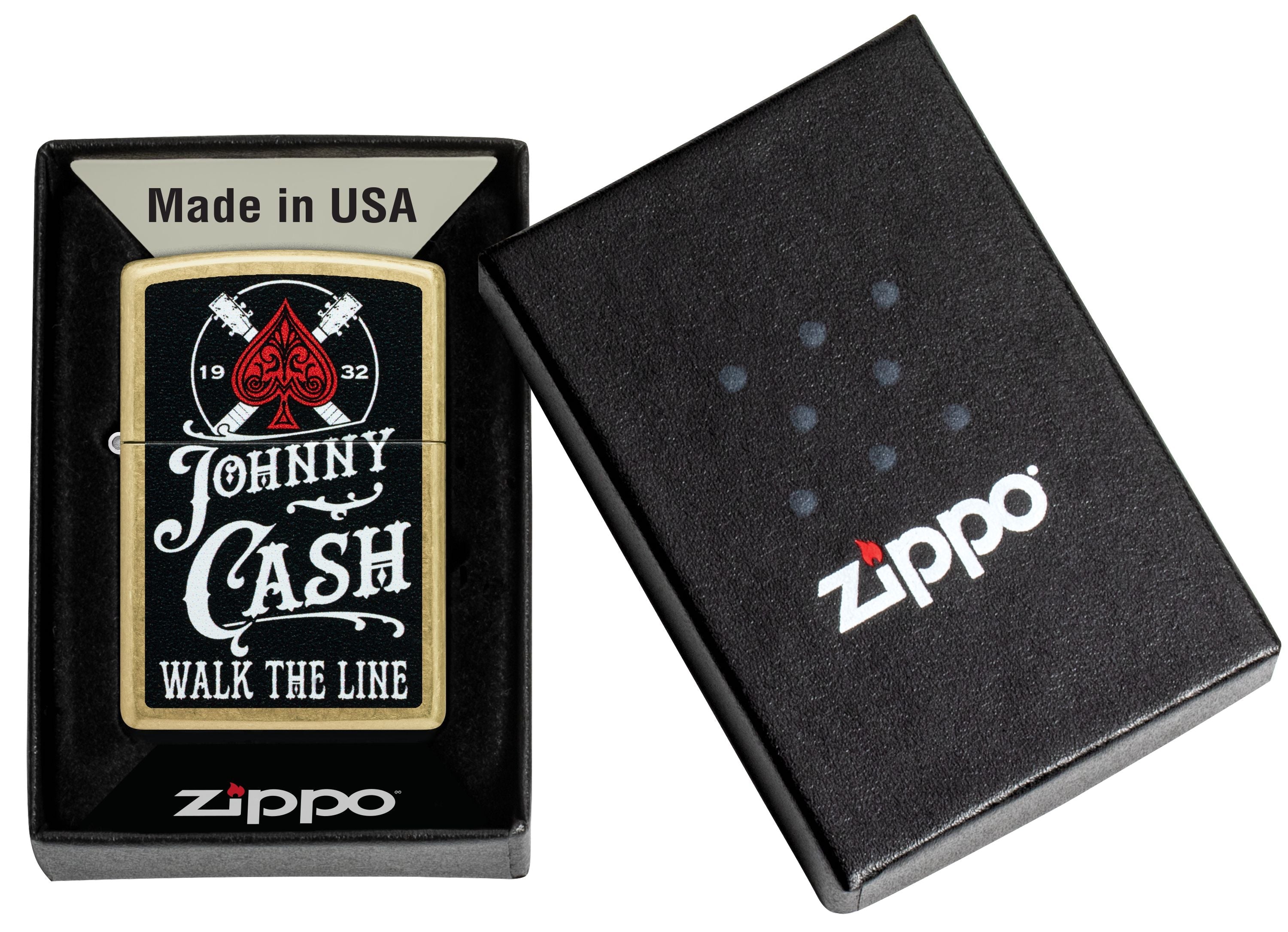 Zippo Johnny Cash Walk the Line, Street Brass Lighter #47245