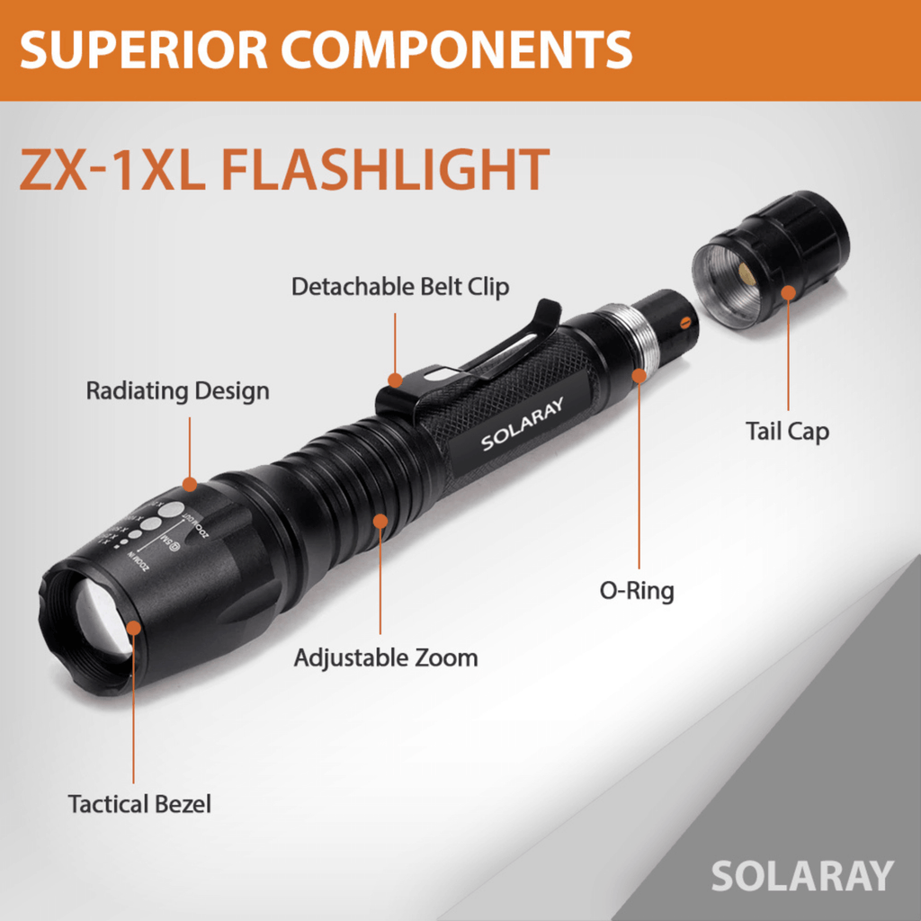 Solaray ZX-1XL 18650 LED Tactical Flashlight Kit
