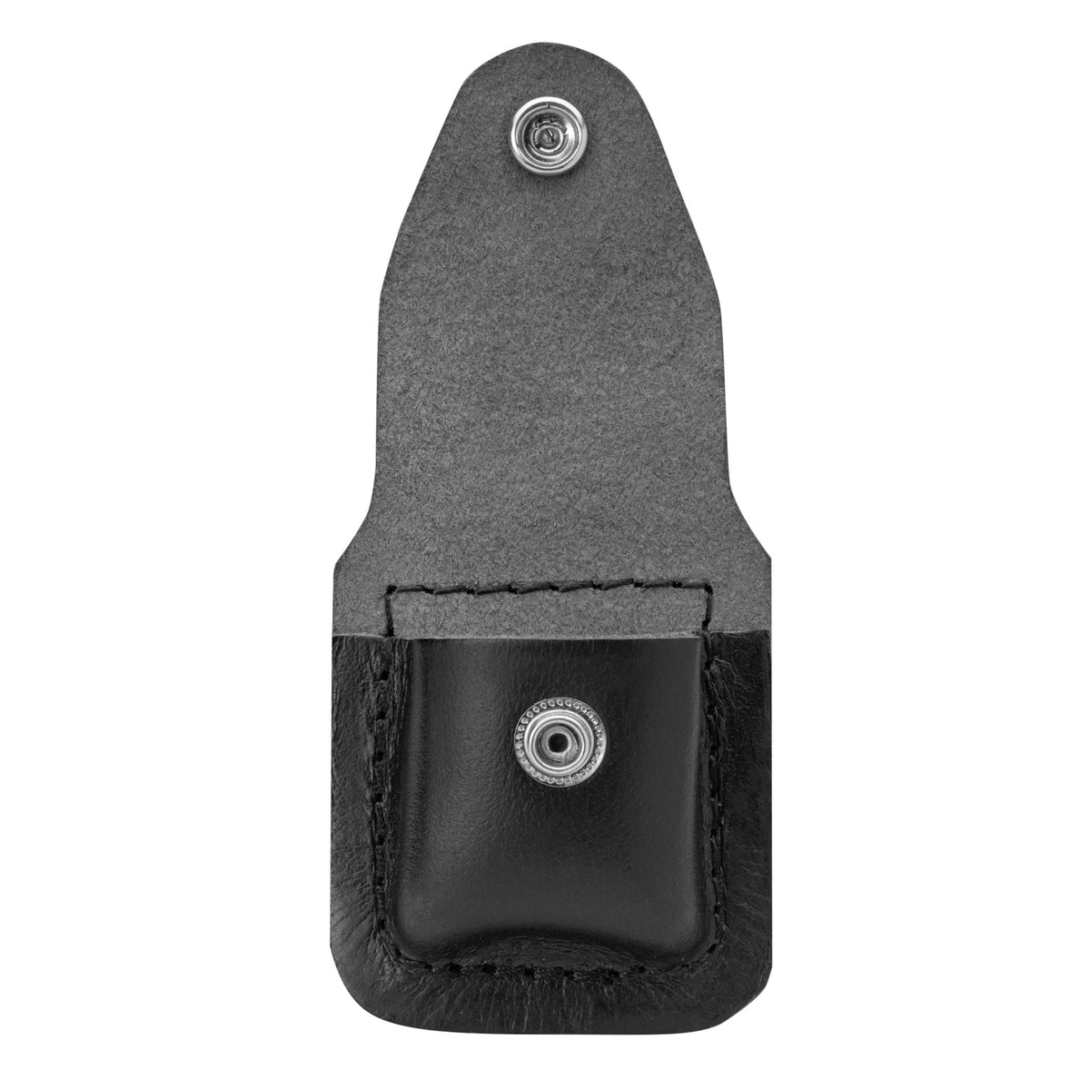 Zippo Satin Chrome Lighter & Black Clip-On Leather Pouch Gift Box Set
