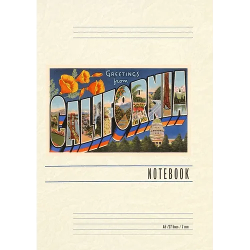 Vintage Lined Notebook Greetings from California - Paperback