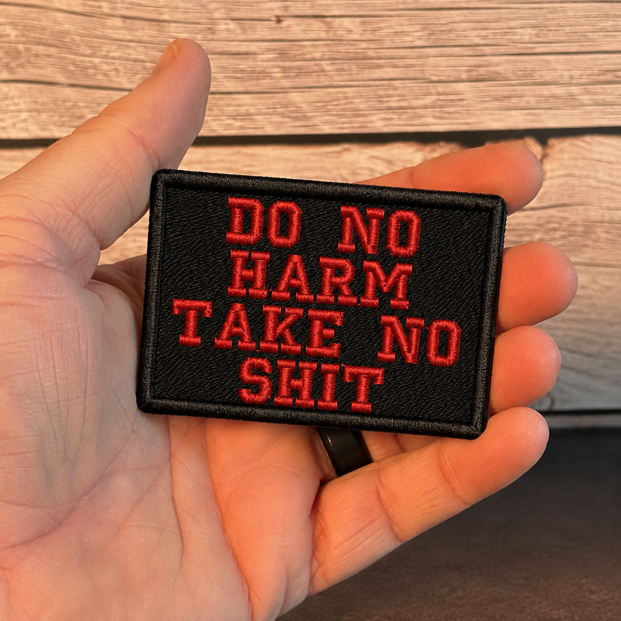 Do No Harm Take No Shit Funny Morale Patch | Made in USA | VELCRO® Brand Hook Backing