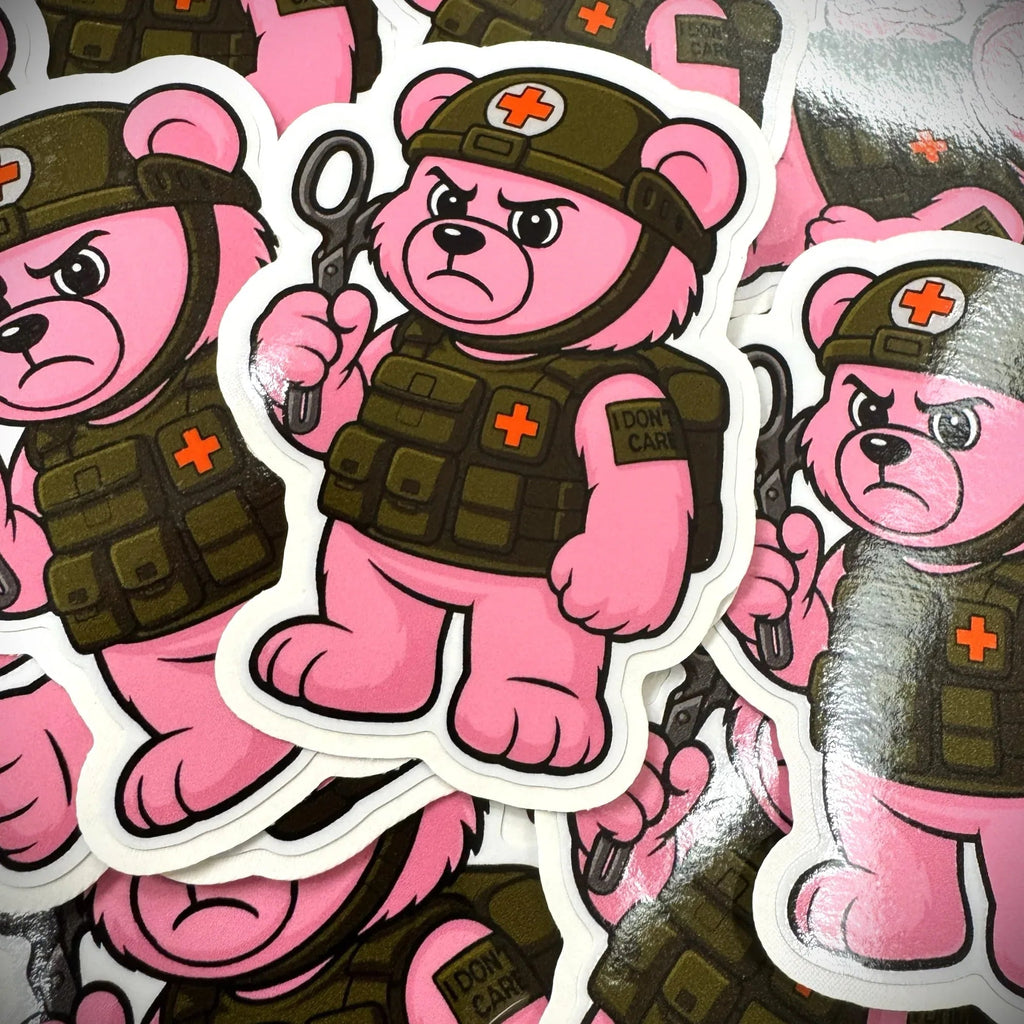 Dead Inside Bear - IDFC BEARS  - 3.75" Sticker - Pink