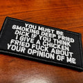 ASOS - You Must Be Smoking Deep Fried Dick - 2x4 Patch - Black w/Silver