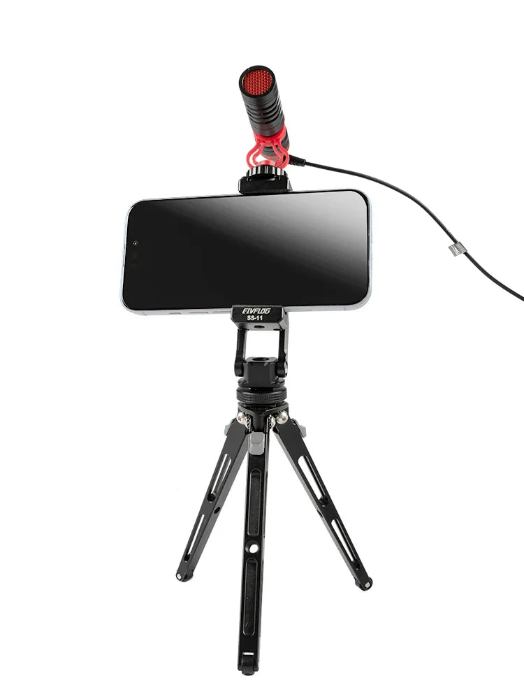 Linkogear Aluminum Phone Clamp Mount 360° Rotating Cold Shoe Tripod