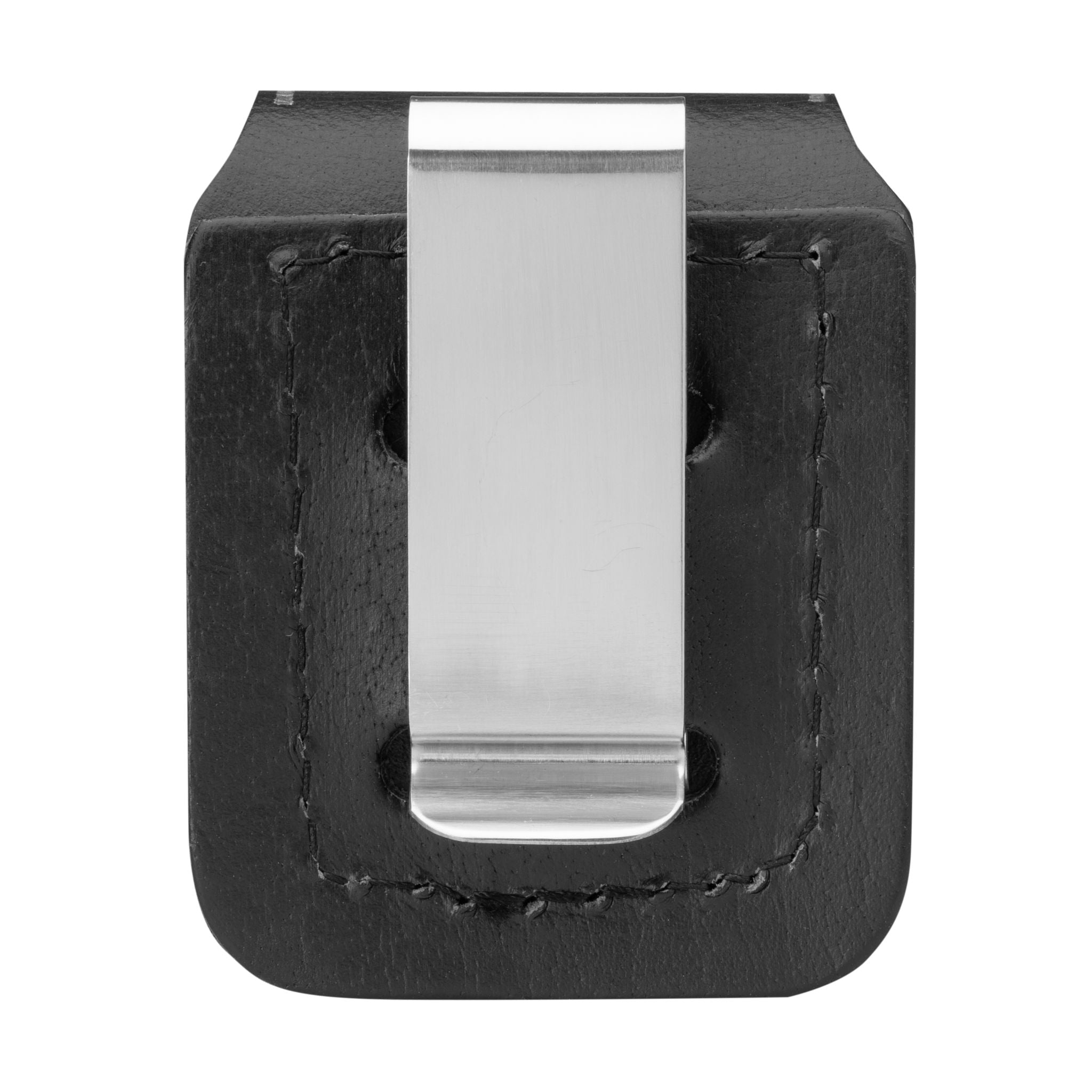 Zippo White Matte Custom Lighter & Black Clip-On Leather Pouch Gift Set