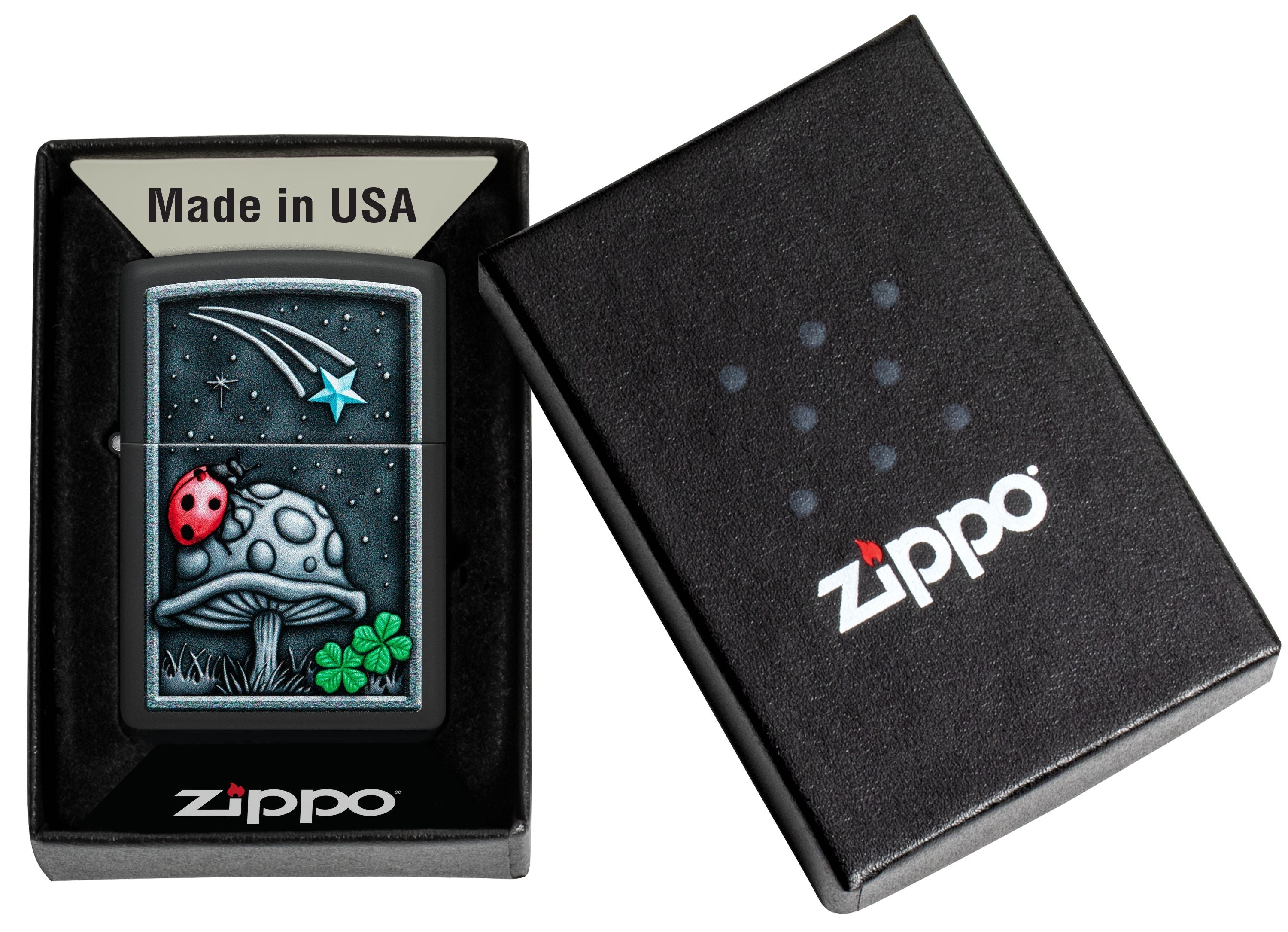 Zippo Luck and Fortune Design, Black Matte Lighter #48724
